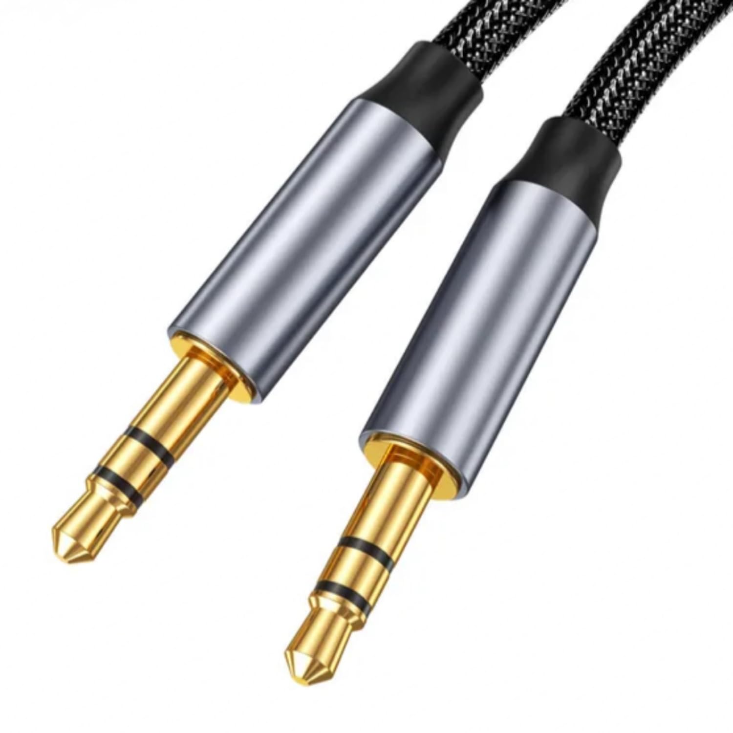 ALINNA 3.5mm Nylon Braided Aux Cable (3.3ft/1m, Hi-Fi Sound), Audio Auxiliary Input Adapter Male to Male Cord for Headphones Car Home Stereos Speaker iPhone iPad iPod Echo and More - Grey