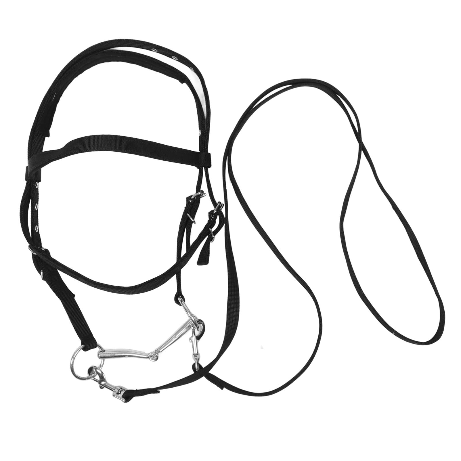 Milisten Cabezada para Entrenamiento Seguro de Cuerda de Nylon Negra Diseño Antirrotura para Caballos Pequeños y Jóvenes en Actividades Ecuestres
