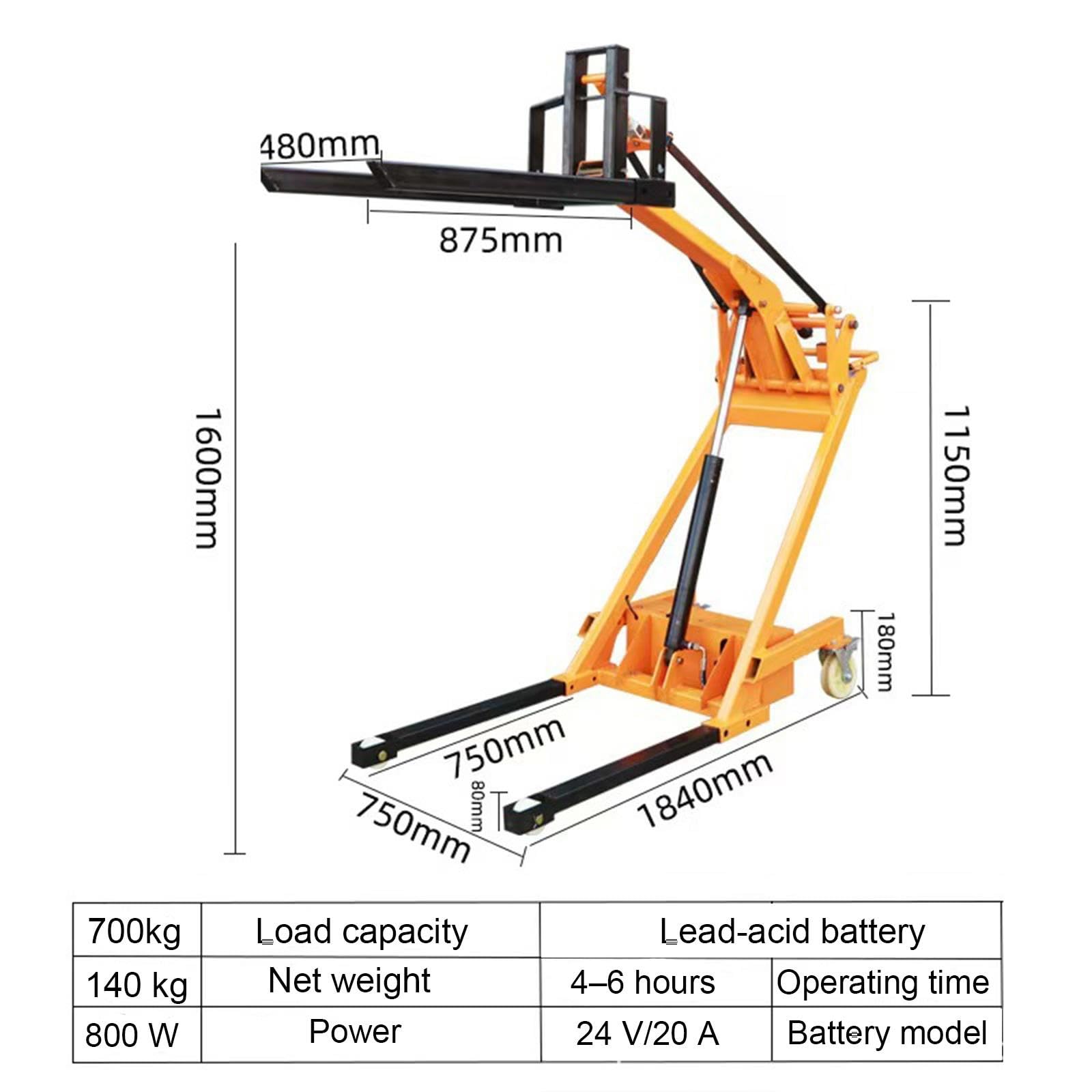 Gerbeur électrique pliable, levée 170 cm