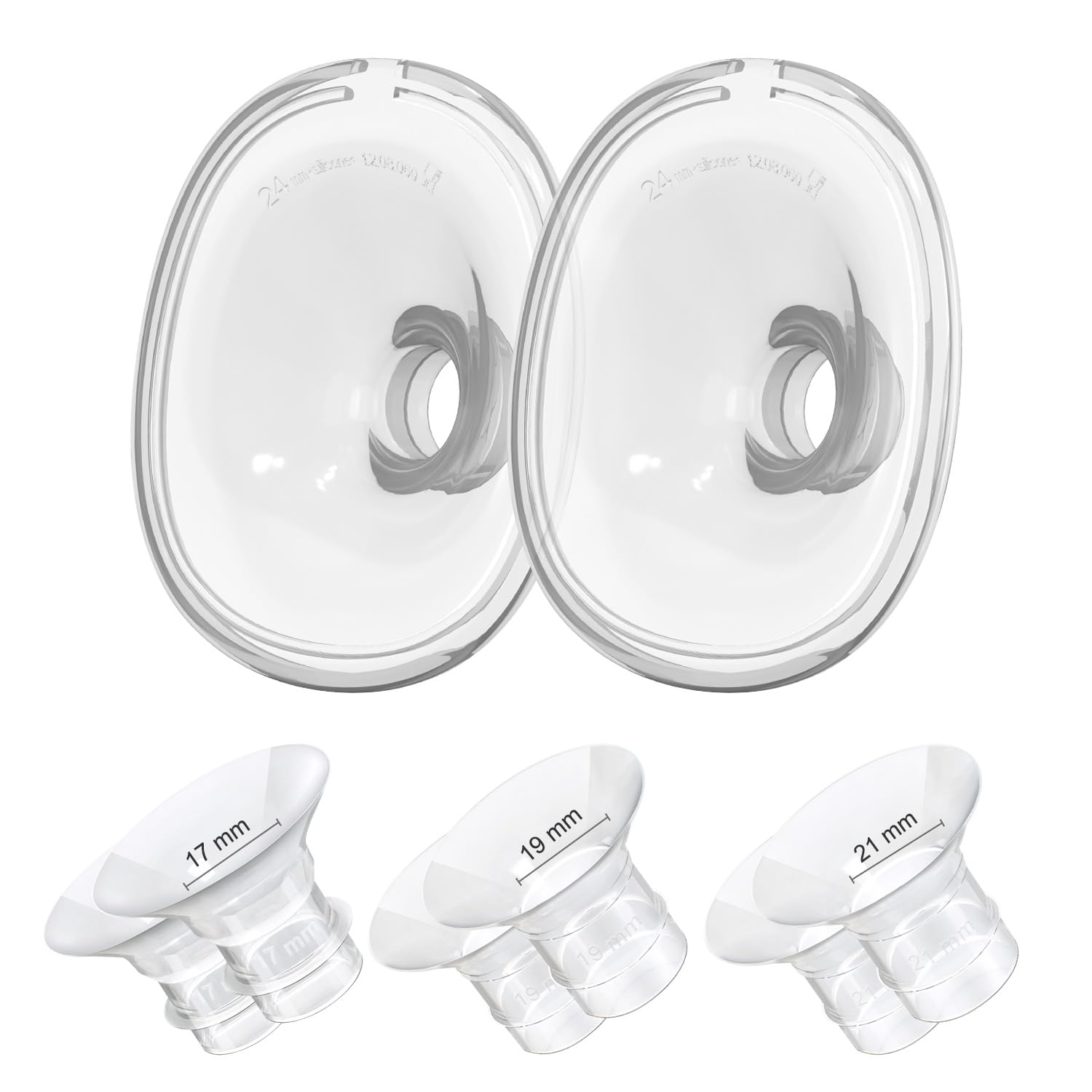 Flange Inserts 17/19/21mm 6PCS, 24mm Flange Compatible with Lansinoh Discreet Duo Nuliie S32 Series Wearable Breast Pump Replacement Parts/Accessories