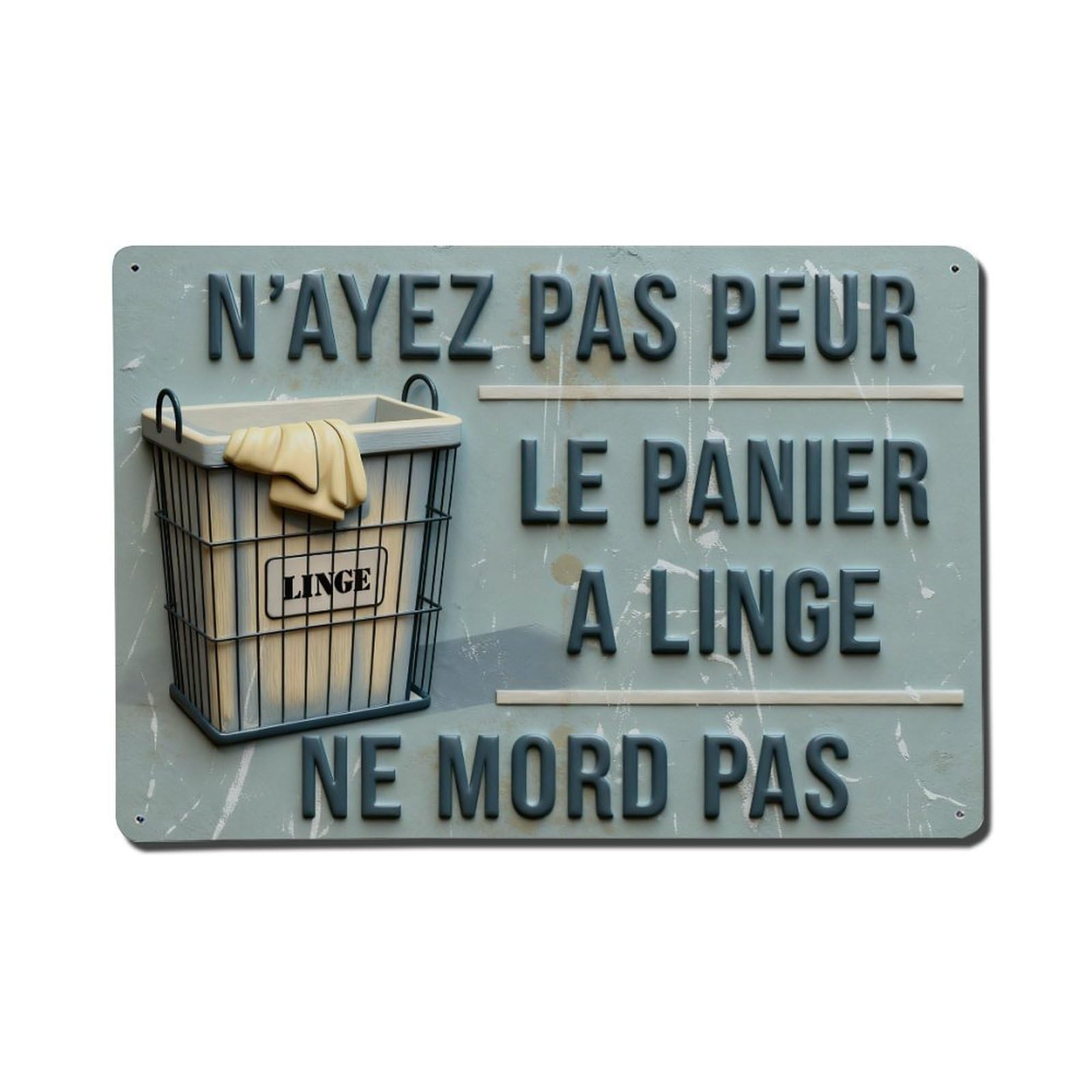 Don't Be Afraid The Laundry Basket Doesn't Bite Metal Tin Sign Plaque