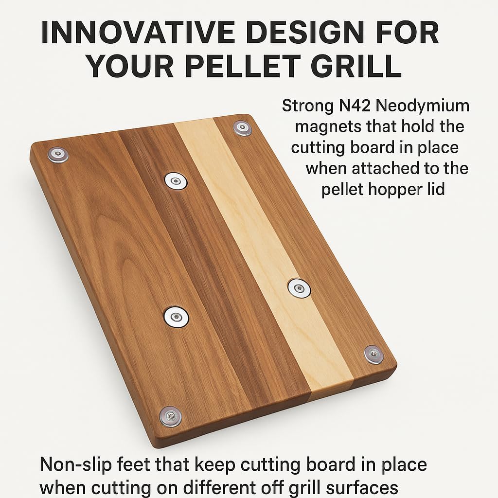 Magnetic Acacia Wood Cutting Board - Compatible With Traeger Pro And Ironwood Pellet Grills Fits Pro Models 22, 575, 34, 780 And Ironwood 650 And 885