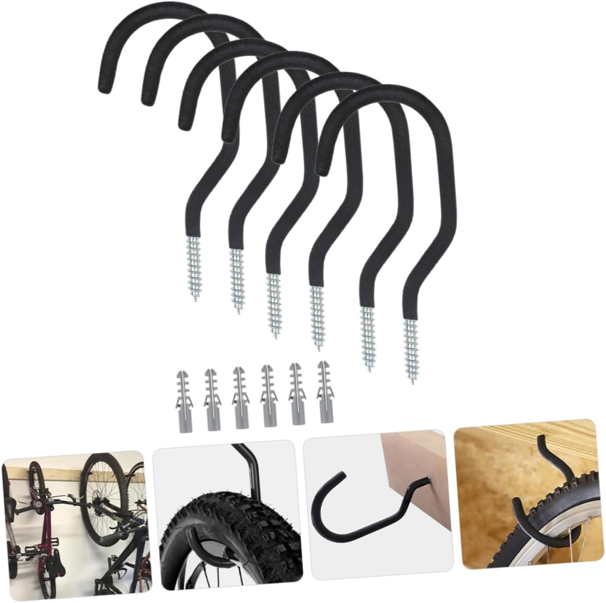 jojofuny 24pcs Heavy Duty Hooks for Garage Storage Bike Hangers Expansion Tubes Easy to Install Ceiling Hooks for Organizing and Tools