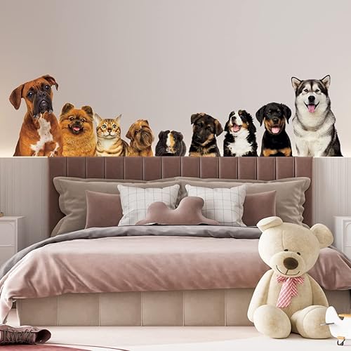 Miniatura 4 de Pegatinas de pared para perros, 30 × 47.2 in, arte para mascotas, decoración del hogar, cachorros, gatos, sala de estar, pintura, cocina, mascotas,