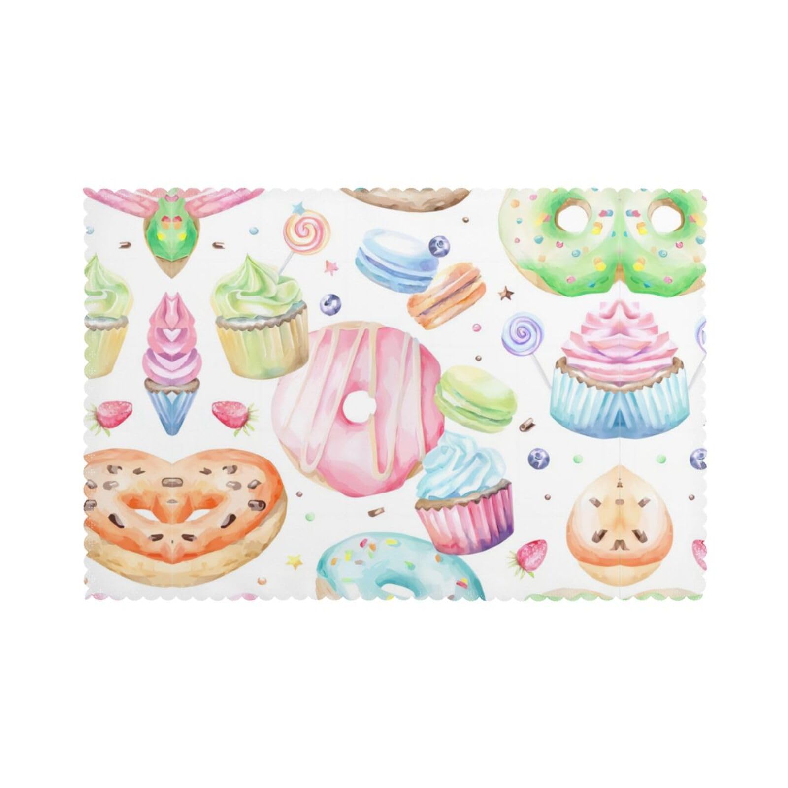 Cupcakes Donuts Muffins Sugar Printed table mat set (6 pieces) - Aesthetic upgrade for family gatherings and hotel banquets