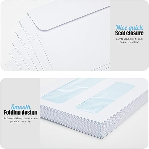 Miniatura 2 de ACSTEP Paquete de 500 sobres de doble ventana, sobres de seguridad autosellados para negocios, Quickbooks con cierre autosellante, 4 18 x 9 12