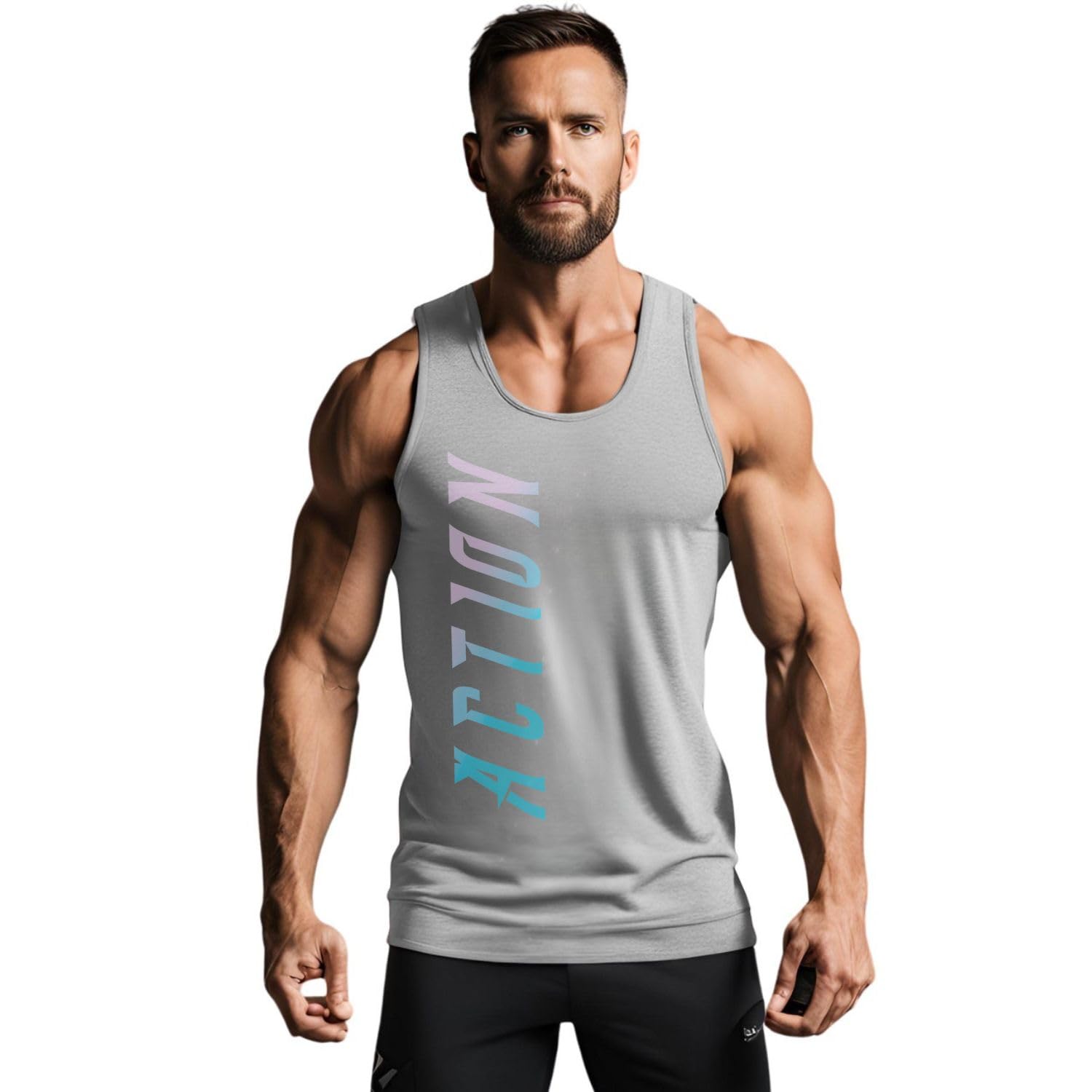 3colors 3Colours RGB Men's Sleeveless Gym Tank Top – Activewear Vest for Workout, Fitness & Leisure | Regular Fit-NCUT Action-picture-38