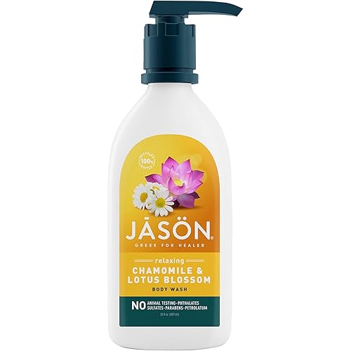 JASON Natural Body Wash & Shower Gel, Relaxing Chamomile & Lotus Blossom, 30 Oz