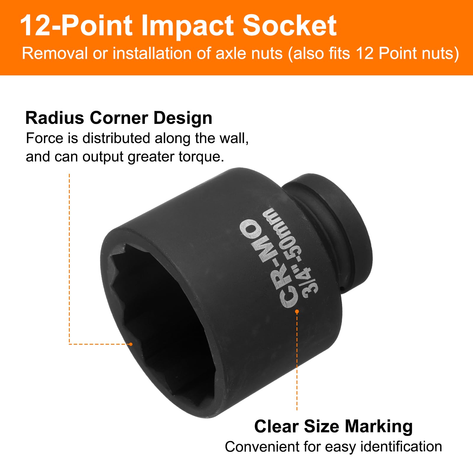 uxcell 2 llaves de vaso de impacto de 12 puntos de 3/4 pulgadas de 50 mm para reparación de automóviles, fácil extracción