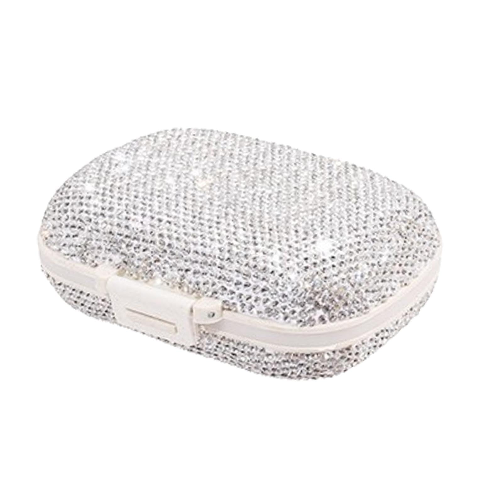 Portapillole - Portapillole con brillantini, portapillole, portapillole con scomparti, organizzatore per pillole da viaggio, organizzatore settimanale per la casa e i viaggi, bianco, rosso, bu