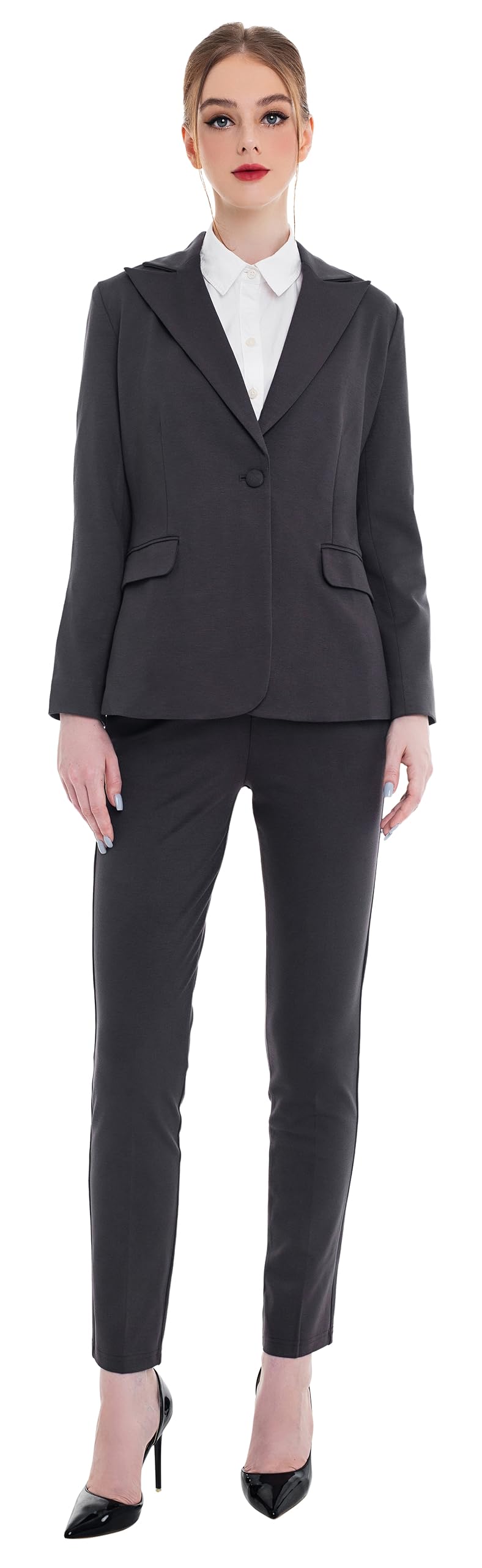 Marycrafts Damen Hosenanzüge Set - Professioneller Business-Anzug Blazer und Hose 2-teiliges Outfit