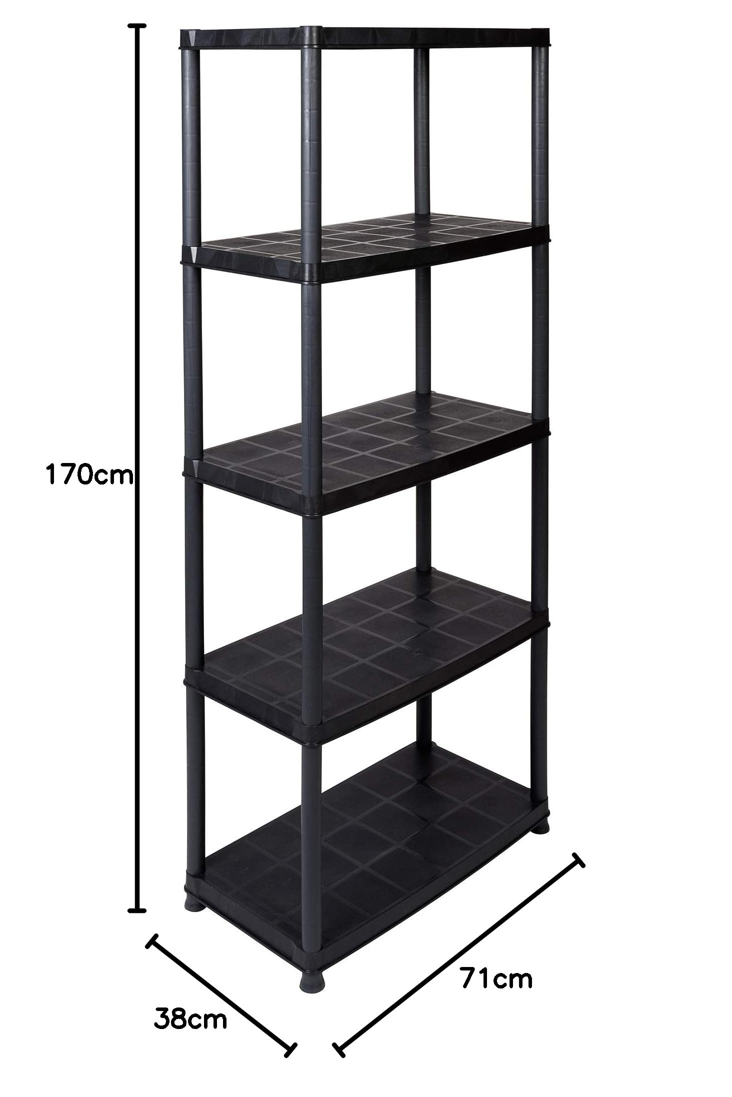 Super-Deal: Kunststoffregal mit 5 Böden und Einer Traglast von 30 kg pro Boden (gesamt 150 kg), teilbar als 3+2 Regal durch modularen Aufbau sowie zusätzlichen Kappen und Füße Baumarkt