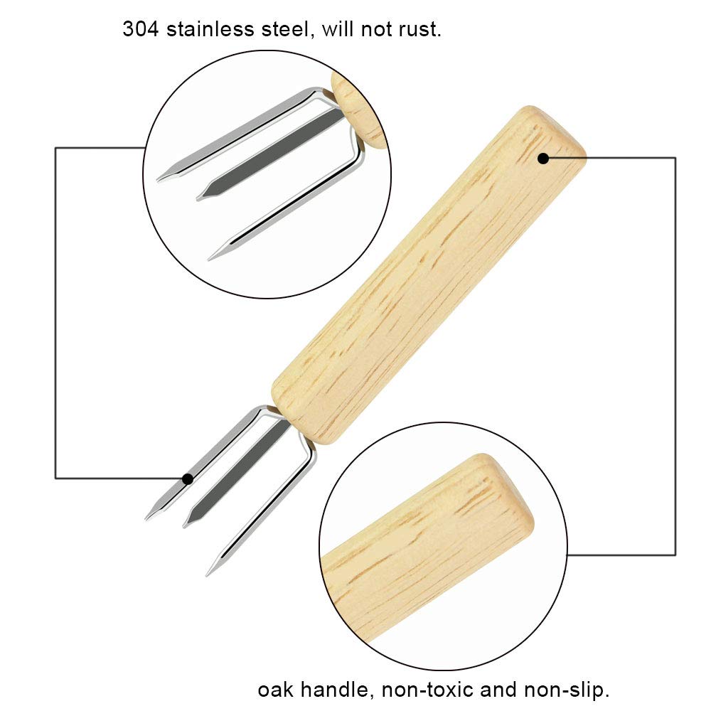 8 pcs Pinchos para Mazorcas de Maíz Tenedores para Barbacoa Acero Inoxidable para Maíz Soporte para Mazorcas de Maíz agarra maiz con Mango de Madera para Barbacoa/Cocina/Fiesta, 10cm de Largo
