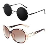Round Sunglasses Bundle with Trendy Oversized Sunglasses Womens