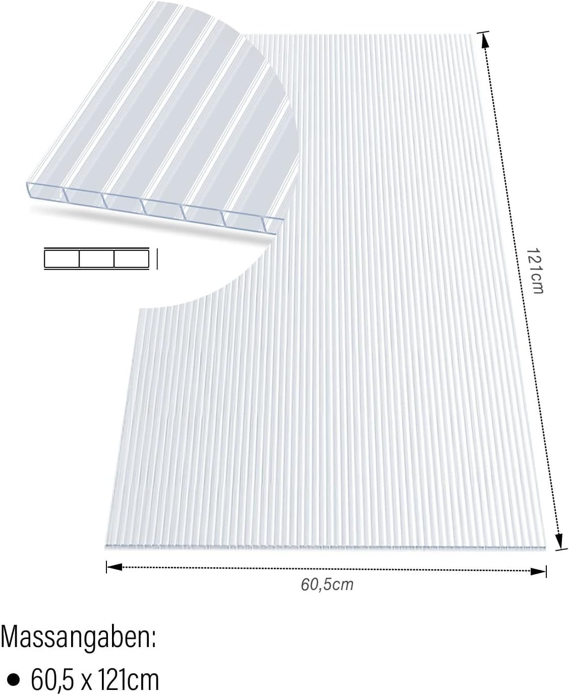 Plaques alvéolaires PVC translucide pour serre jardin véranda résistant UV étanche kit 14 plaques connecteurs 60,5 x 121 cm épaisseur 4 mm