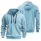 Hoodies for Men Quarter Zip Pullover Tactical Sweatshirt Vintage Long Sleeve Casual Fashion Hoodie With Pockets