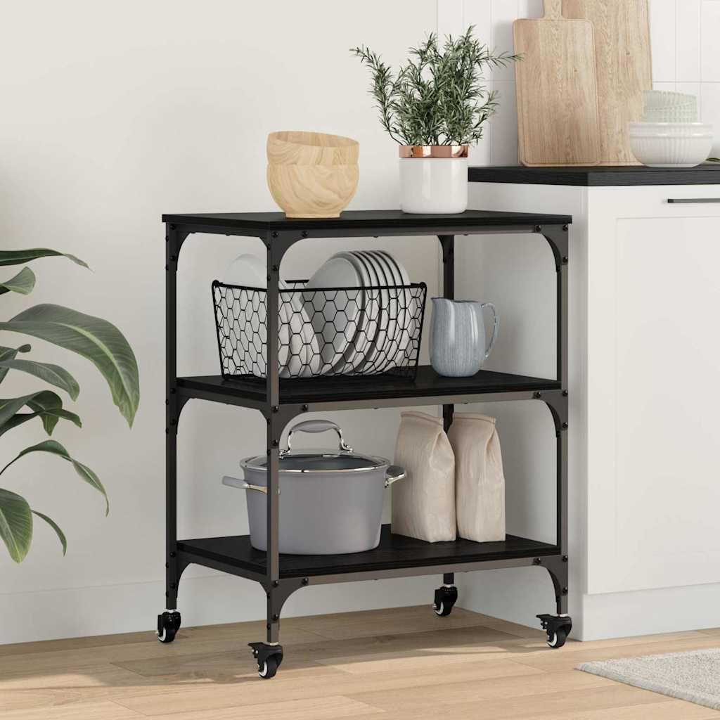 Carrito de cocina con ruedas para almacenamiento, encimera, carrito de cocina, con ruedas para almacenamiento, encimera, carrito auxiliar ideal para cocina y comedor (60 x 41 x 76 cm)