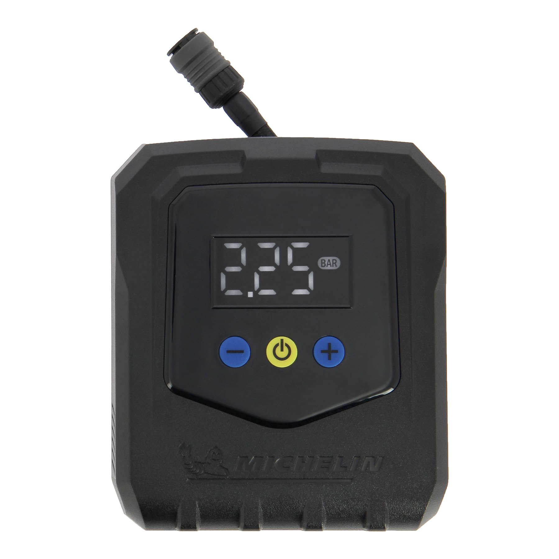 MICHELIN 009541 Mini Compresor de Aire 12V – Inflador de Neumáticos para Coche – Presión Programable 8 Bar 138W – Infla un Neumático en 1min30 – Boquilla de Conexión Rápida – 3 Adaptadores