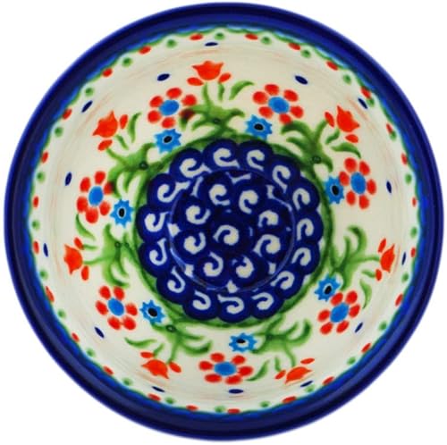 Miniatura 2 de Auténtico cuenco de cerámica polaca de 4 pulgadas con diseño de flores de primavera, hecho a mano en Bolesławiec Polonia por Ceramika Bona +