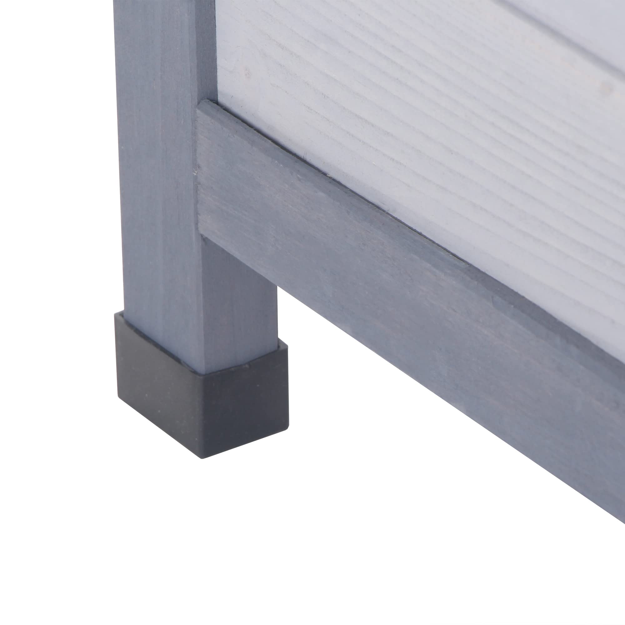 PawHut Conejera de Madera, Jaula para Conejos con Techo Asfáltico Abatible, Puertas con Pestillo, Bandejas Extraíbles y Comedero, Conejera para Exterior, 112x50x54 cm, Gris