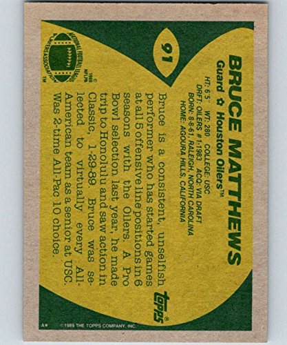 Amazon.com: 1989 Topps Football #91 Bruce Matthews RC Rookie
