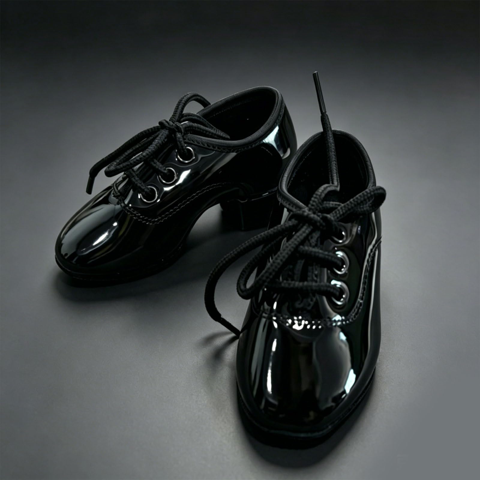 2 Ciondoli Per Scarpe Da Ballo In Pelle Verniciata Nera Da