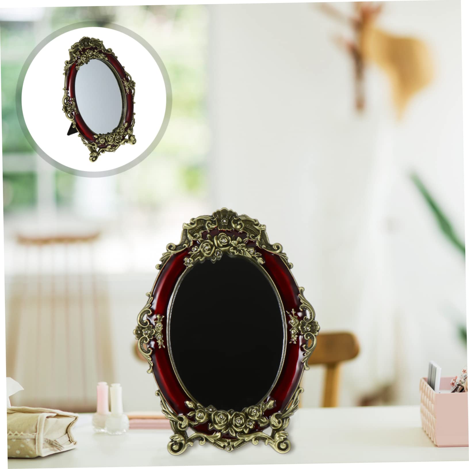 Amazon.co.jp: HEALLILY アンティークオーバルチックミラー