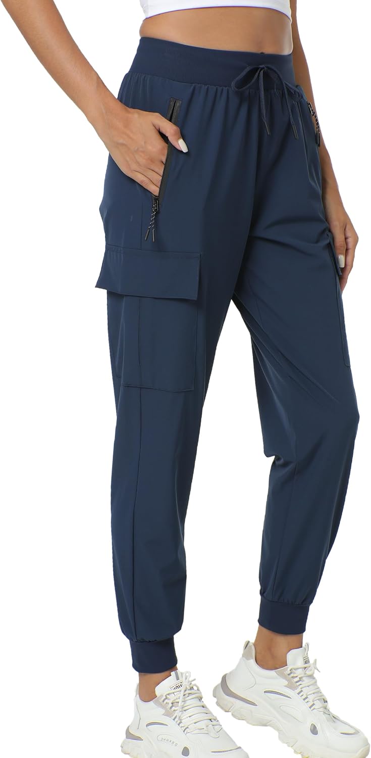 Women's Joggers with Pockets Lightweight - Water Resistant Cargo Athletic Pants for Hiking Running Camping Travel