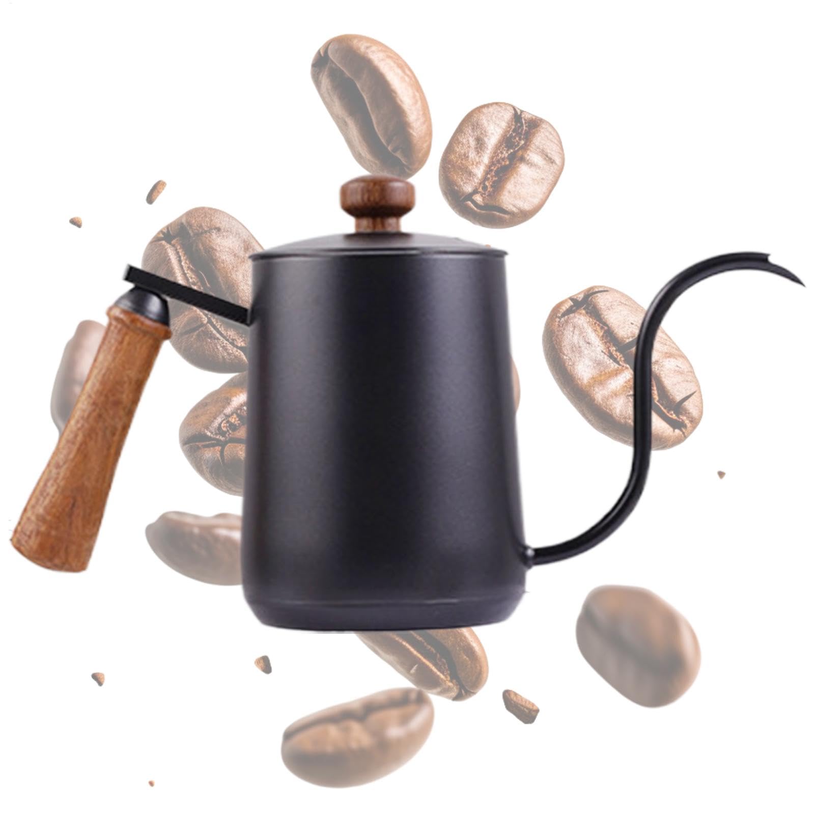 Über den Wasserkocher gießen - Manuelle Zubereitung mit beheiztem Schwanenhals-Ausgießer | Edelstahl Camping-Kaffeekanne, 600 ml Kaffeekanne für Domes