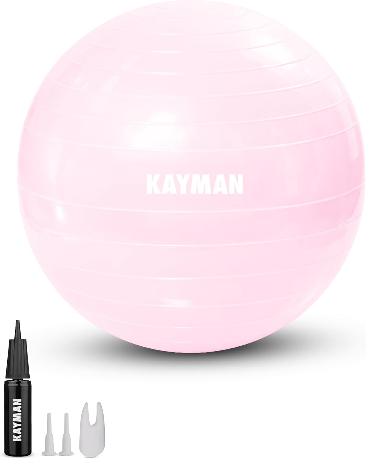 KAYMAN Exercise Ball – Anti-Burst System, Non-Slip Rings, Durable Material, Easy to Inflate, Perfect for Yoga, Pilates, Fitness, Balance Training, Gym, and Home Workouts (Rose Quartz, 55cm)