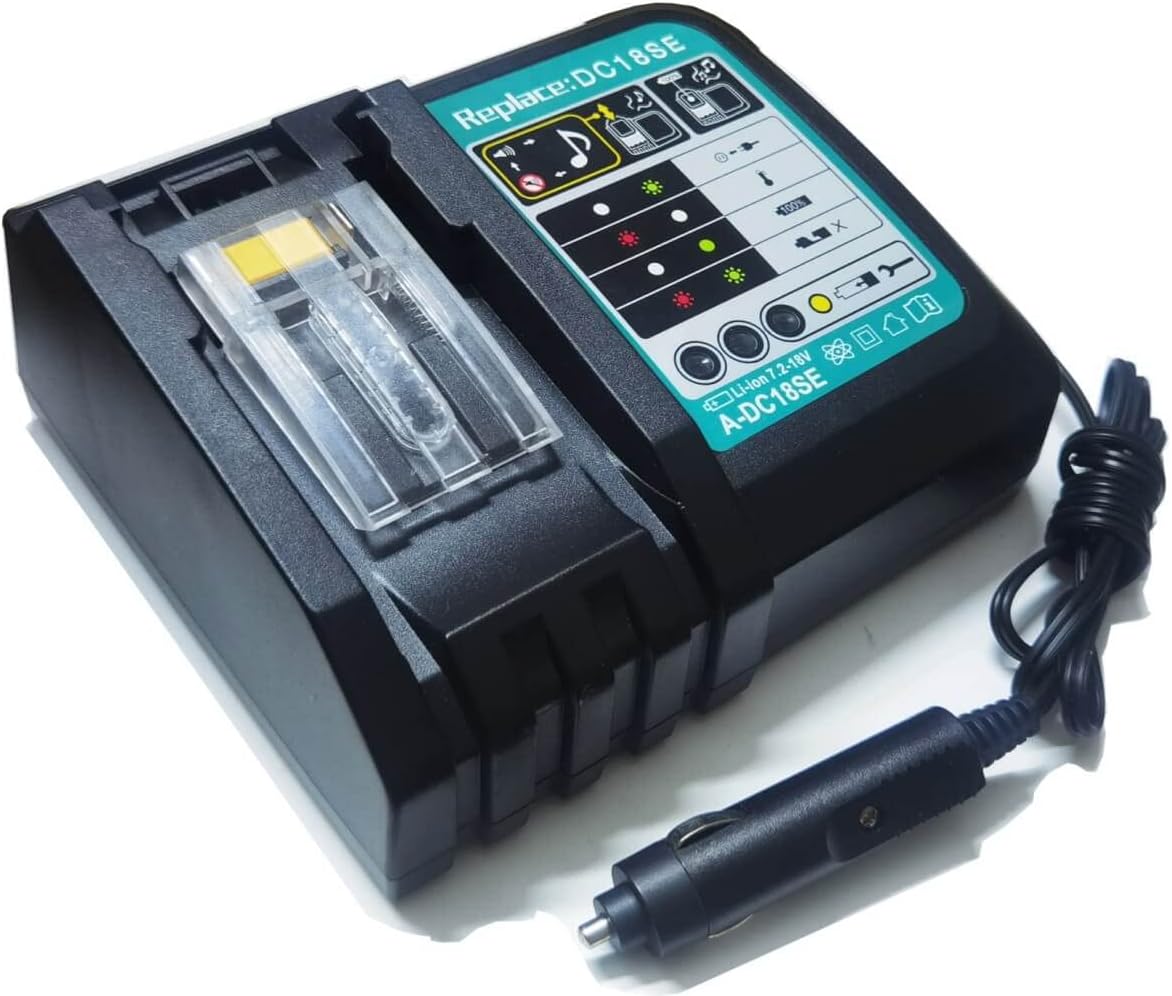 Compatible with Makita DC18SE 18 Volt Li-ion Nickel Metal Hydride Optimum Automotive Charger, Blue Vehicle Charger,The car Battery Charger compailble with Makita 18V Battery