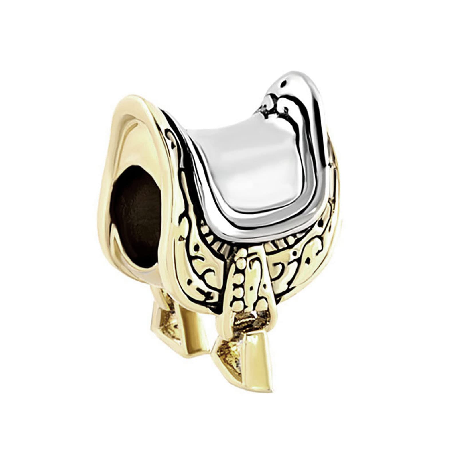 Gold Tone Horse Saddle Charm for Equestrian Enthusiast Compatible with Pandora Charms Bracelets, Copper, No Gemstone-image-6