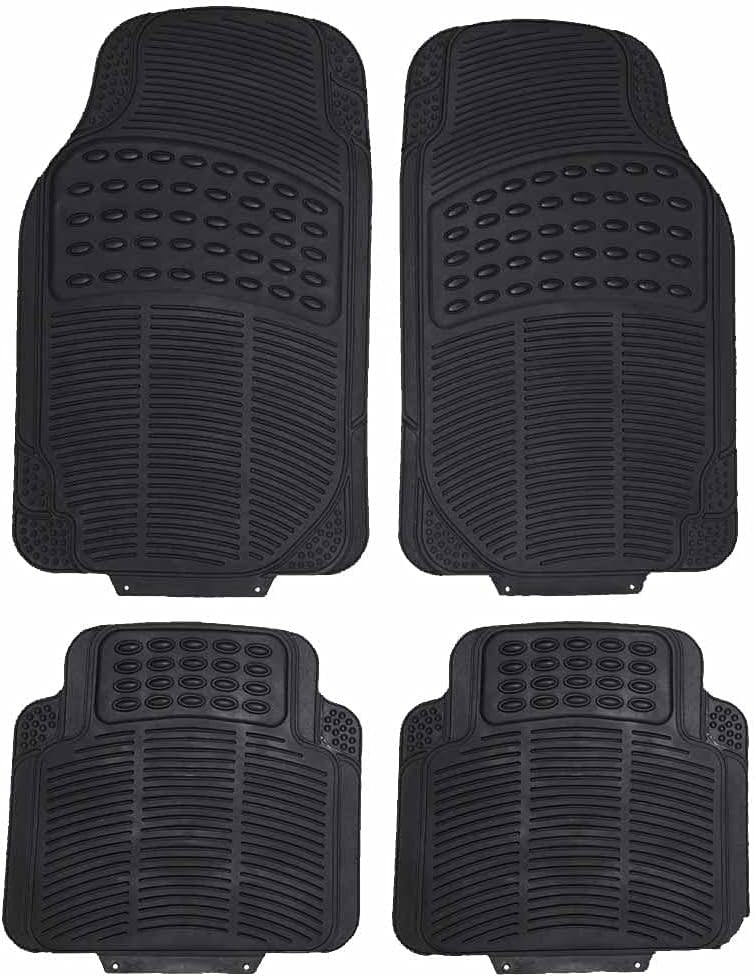 wilko rubber car mat set, 2 x front and rear mats, universal design, slip resistant backing, easily cut to size, thick rubber heel pad for extra protection