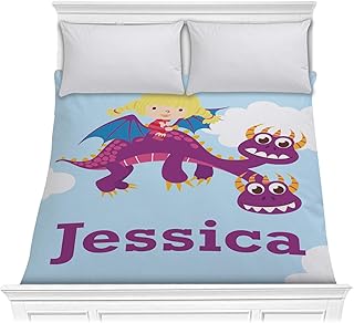 RNK Shops Personalized Girl Flying on a Dragon Comforter - Full/Queen