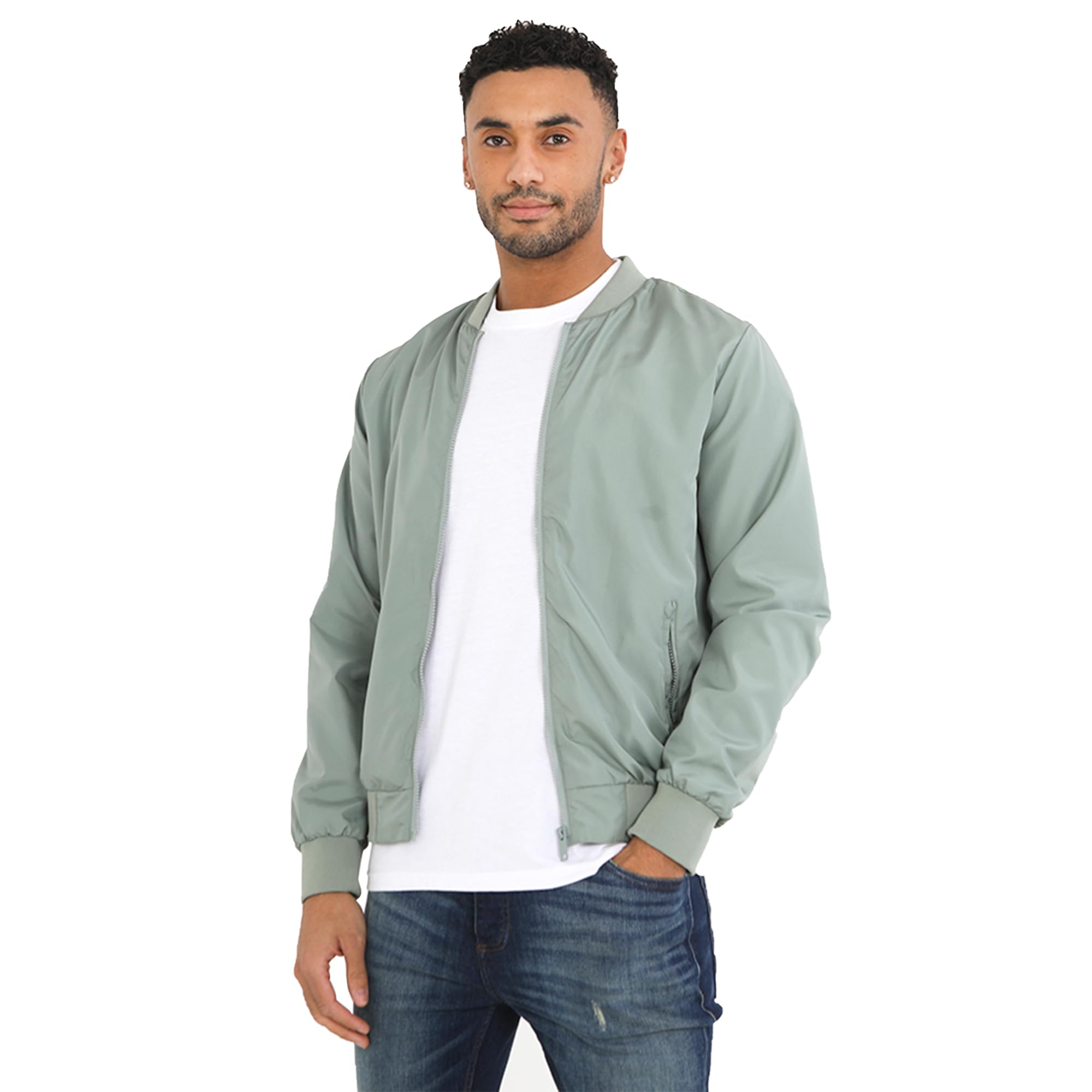 BRAVE SOULMens Bomber Jacket Full Zip 100% Polyester Long Sleeve Outdoor Jacket for Men UK, Size: S to 2XL