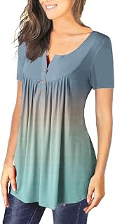 BFTHWY Soft Pop Short Sleeve Shirt Ladies College Long Festival Ruche Print Loose Fit V-Neck Shirts Ladies