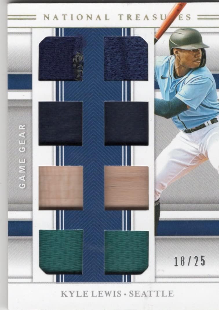 Kyle Lewis Serial Numbered #18/25 Game Gear Materials Eights Holo Gold Collectible Baseball Card - 2020 Panini National Treasures Baseball Card #GGMS-KL (Mariners)