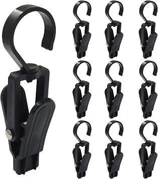 Swivel Hanging Hooks, 10 Pack, 4.3-inch, Black | Super Strong, 360 Rotating, Laundry Clips Plastic Clothes Pins, Beach Towel Clips