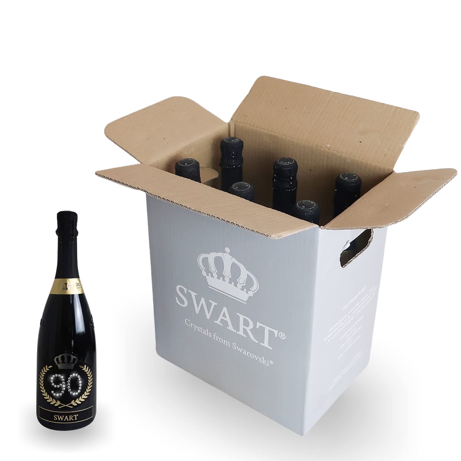 Swart - Idea regalo per compleanno - Bottiglia Tanti Auguri da 0,75L - Etichetta personalizzata con autentici cristalli - spumante Italiano di alta qualità