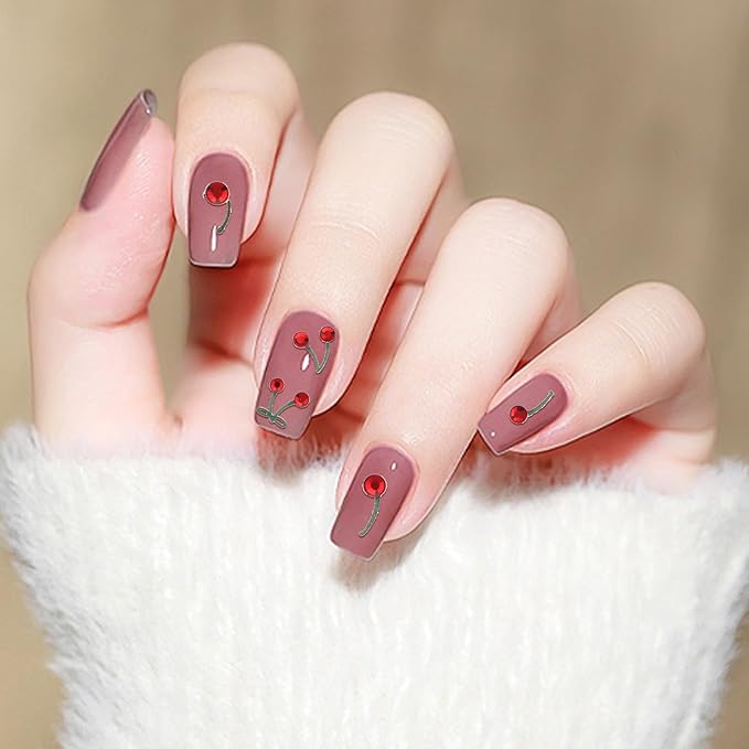 🍒 5D Cherry Nail Stickers: Cute Cherry Nail Art Inspo!