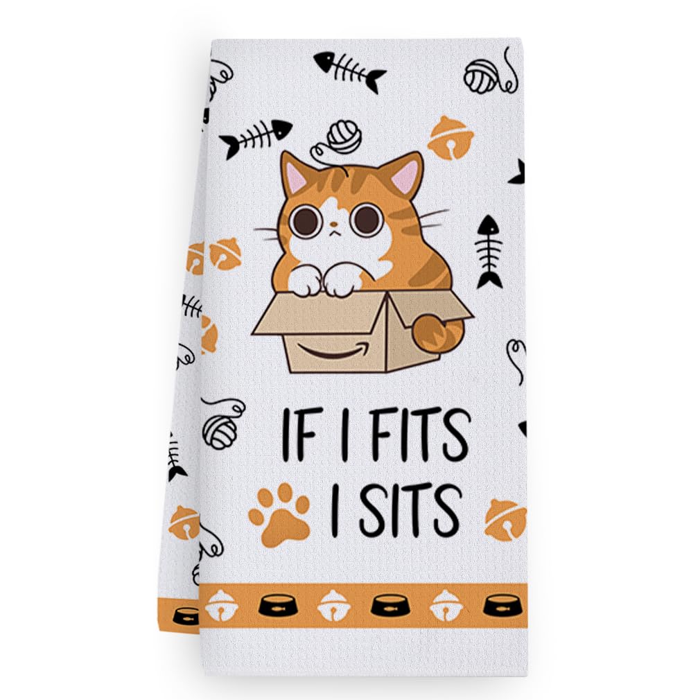 Trapos Cocina Black Orange Cat Paños de Cocina Suaves y Absorbentes Paños Cocina Reutilizables Trapos de Cocina para Secar Toallas Lavable Toallas de Barra Juego de 4 (40x60cm)