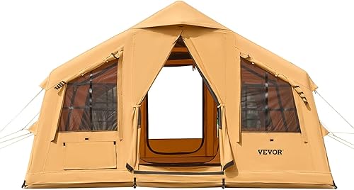 Miniatura 12 de VEVOR Inflatable Tents for Camping, Easy Setup Blow up Tent with Hand Pump, 4 Season Glamping Tent with Stove Jack, Doors & Mesh Windows, Storage