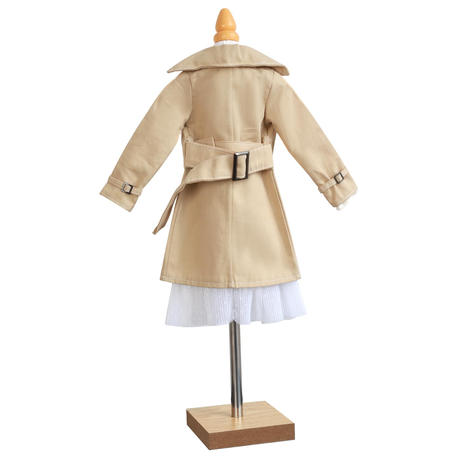 Set cappotto BJD 1/3 - Cappotto medio lungo con abito bianco, cappello e borsa per adulti BJD (cachi, viola) (cachi)