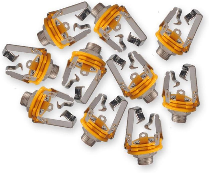 (1/4 inch) 6.35mm Stereo TRS Socket Female Microphone Connector Panel Mount Adapter (10 Pack)