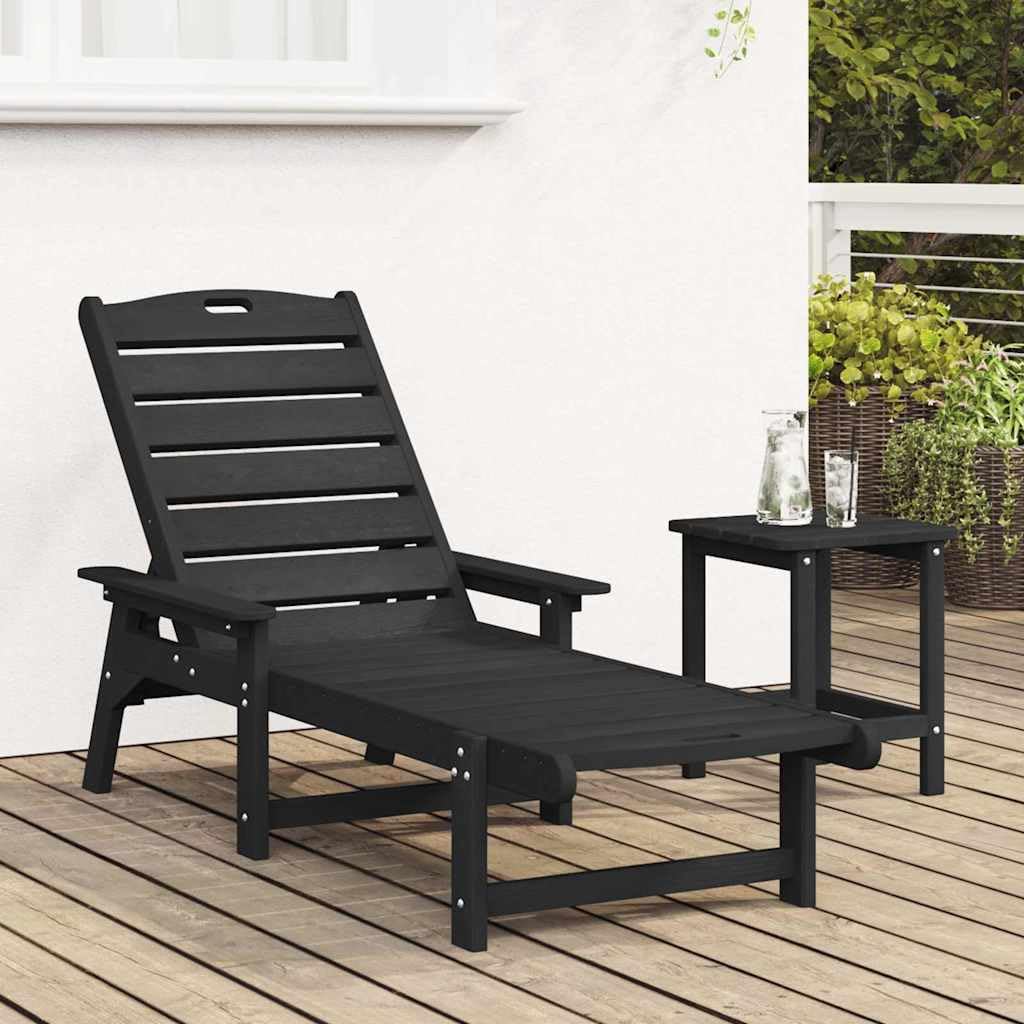 Leżak czarny 195,5 x 53 x 98,5 cm HDPE
