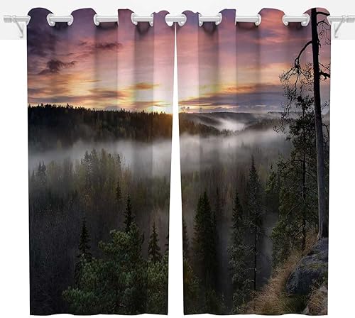 Miniatura 3 de Paisajes Puesta de sol Noche Paisaje Cortinas para Habitacion 2 Paneles Cortinas Decoración Chimenea (Ancho) 55 X (H) 72 pulgadas