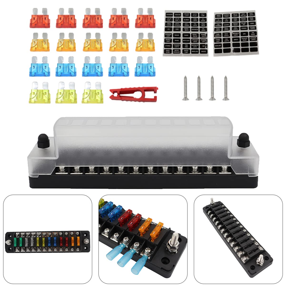 Ciieeo 1 Set Fusibili per Auto e Barca Box Fusibili Vie Design Compatibile con Veicoli e Navi Include e Viti Installazione