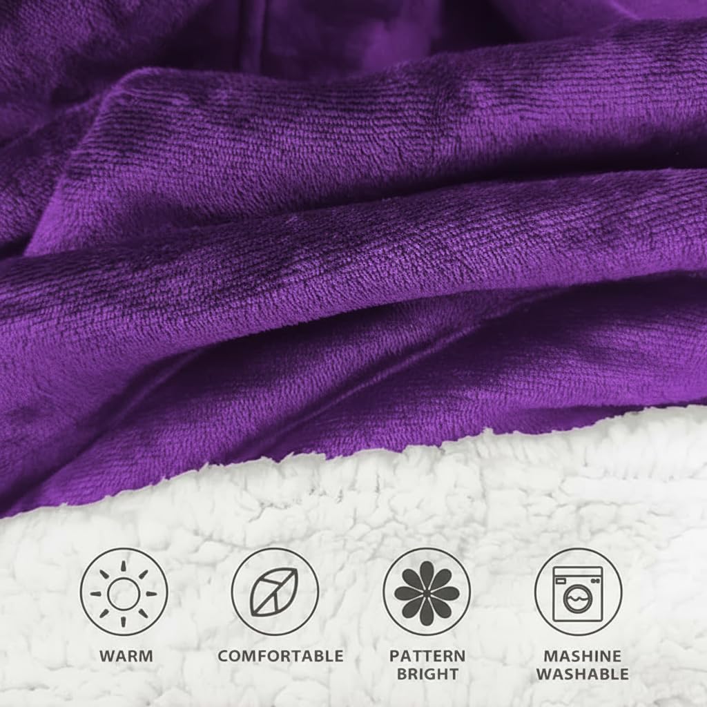 5FT Oversized Wearable Blanket Hoodie Flannel Sherpa Fleece Warm Cozy Christmas Wrap Throw Gifts for Adult