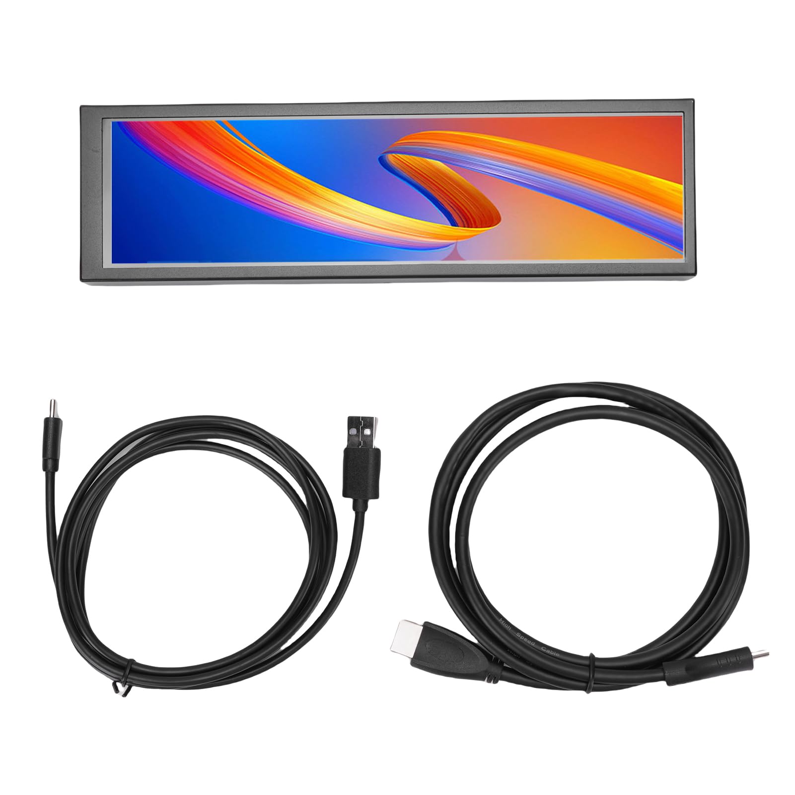 Wyświetlacz temperatury komputera PolyGen z dynamicznym obrazem, ekran 8,8 cala 1920 x 480 i obudowa ze stopu aluminium, wyświetlacz panelu czujnika PC wyświetlający dane (Wersja z pojemnościowym