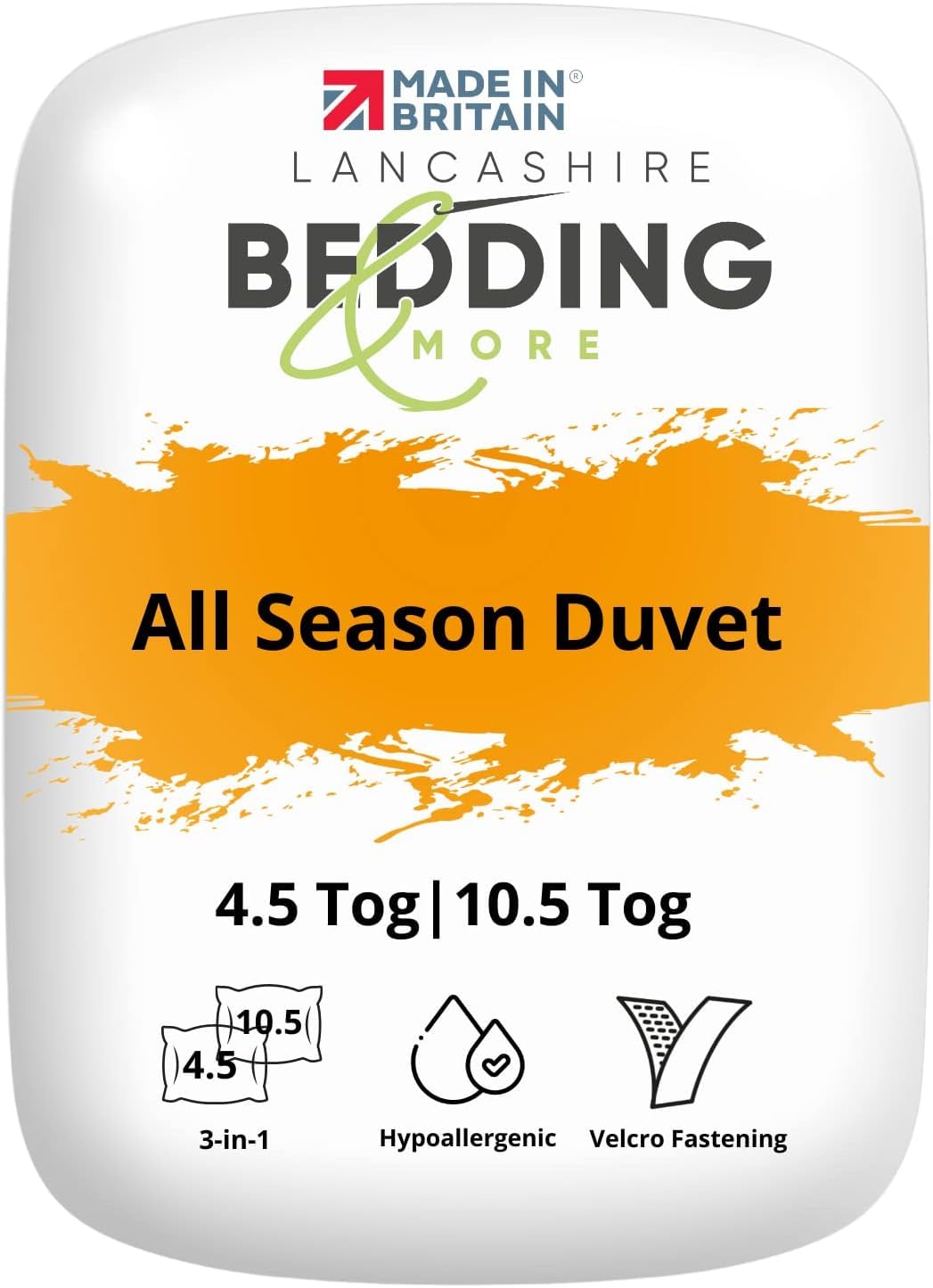 Lancashire Bedding White All Season 5 Star Anti Allergy 15 Tog Duvet - 4.5 & 10.5 Tog [King, 220 X 230 Cm]